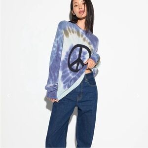 Spiritual Gangster Tie-Dye Peace Sign Sweater - Medium